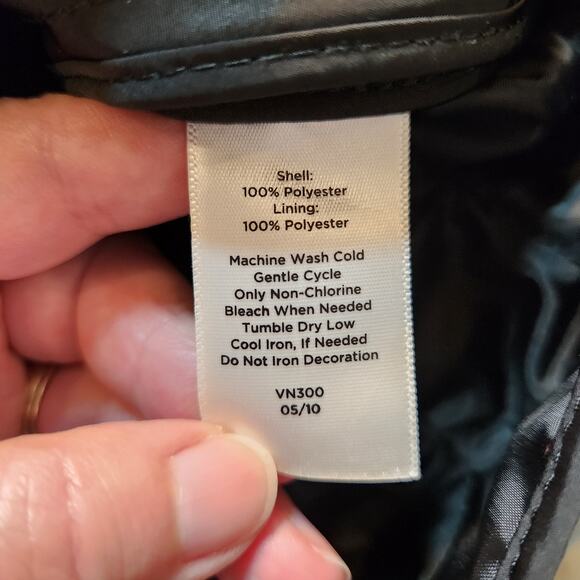 TALBOTS Black Gold Quilted Short Trenchcoat Pockets Classic Women Petite Small S - Picture 5 of 10